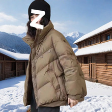 两粒扣新款东大门羽绒服女士短款休闲保暖立领白鸭绒小个子面包服