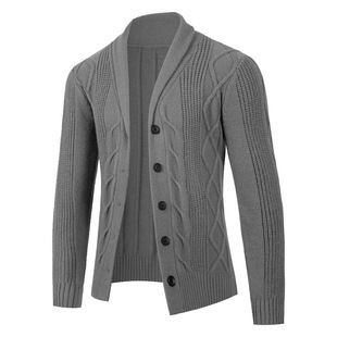 Neuer lässiger Herrenpullover mit lockerem Langarmkragen, Strickjacke, einfache Jacke für Männer_voghion.com