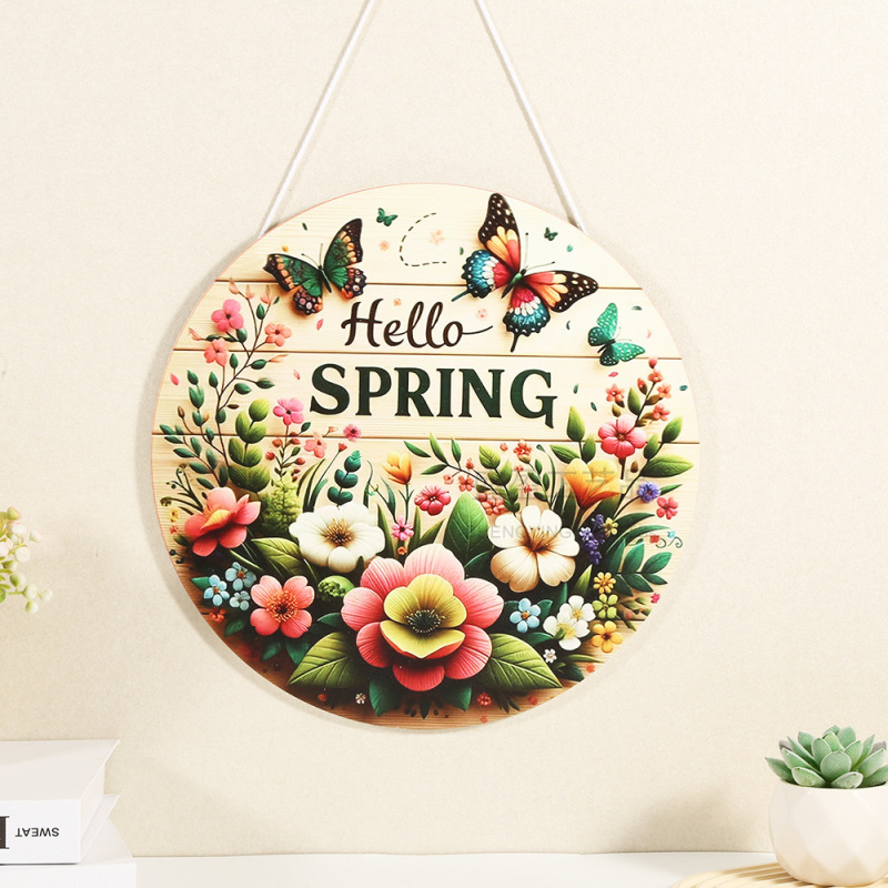 Custom-Made Wooden Spring Door Signs for Cross-Border E-Commerce, Popular on Temu, Front Door Courtyard Decorative Hanging Ornaments, Wood Crafts Custom-Made Wooden Spring Door Signs for Cross-Border E-Commerce, Popular on Temu, Front Door Courtyard Decorative Hanging Ornaments, Wood Crafts