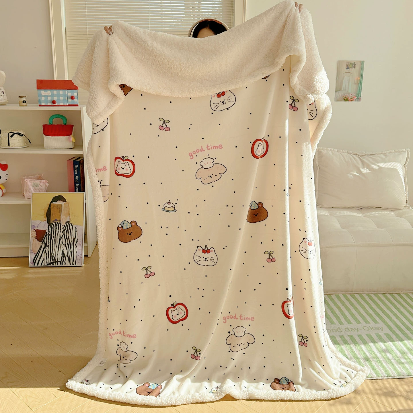 Новое Cartoon Milk Velvet Lamb Velvet Blanket Autumn and Winter Thickened Nap Blanket Office Lunch Break Air Conditioning Velvet Blanket Cover