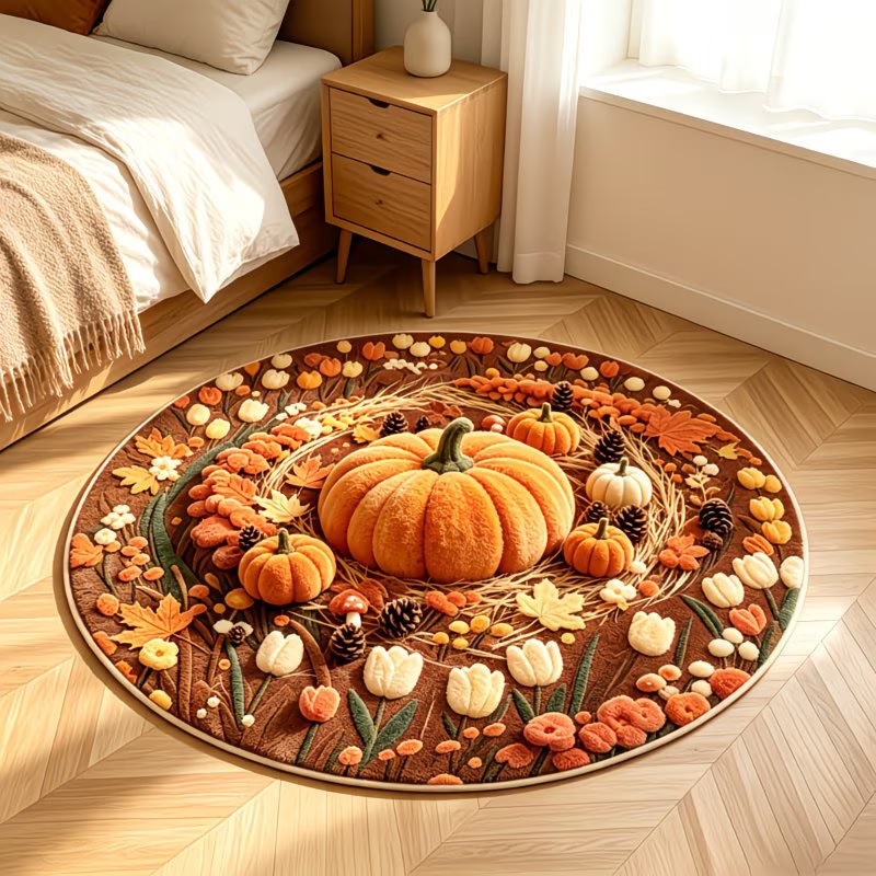 Cross-border Delivery Of Pumpkin And Maple Leaf Floor Mats, Durable...