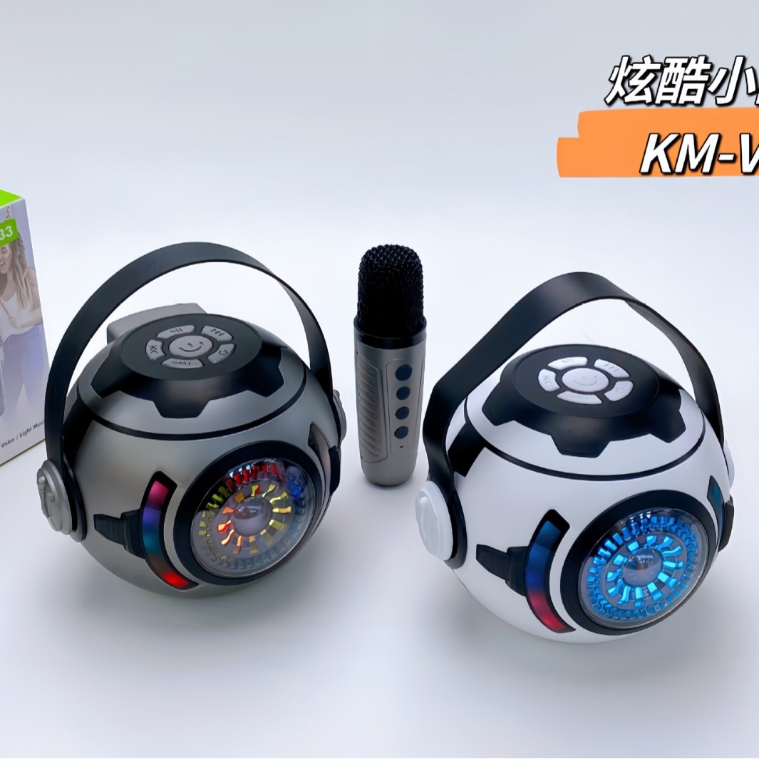 Nuevo transfronterizo KM-V33 micrófono de bola pequeña audio Bluetooth subwoofer luces de color en K música altavoz de micrófono