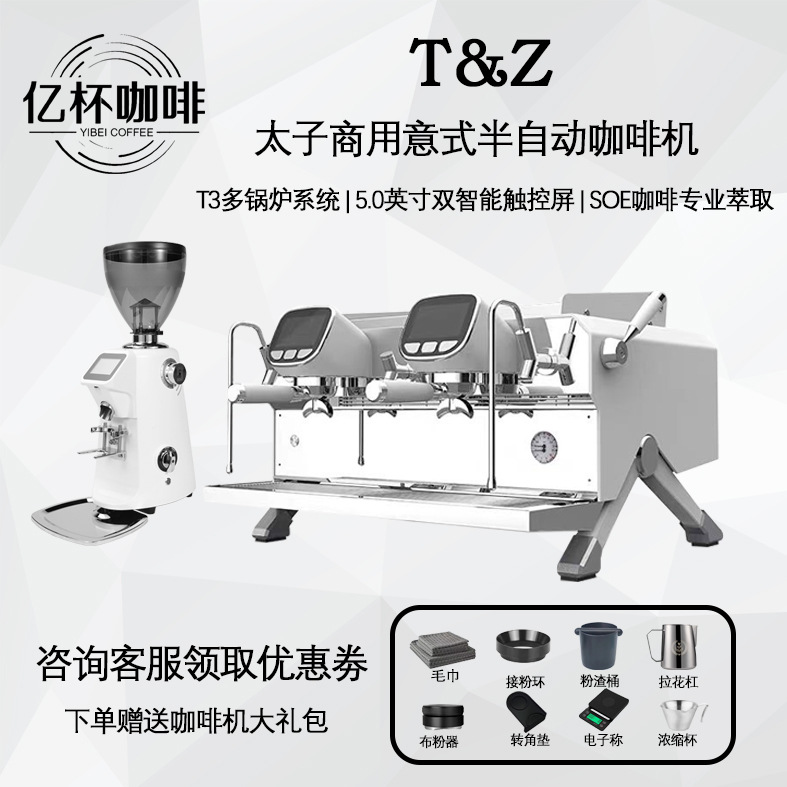 T&Z Taisho Prince Coffee Machine Kt3 Multi-Boiler Commercial Italian Cut Out Semi-Automatic Double-Head Espresso