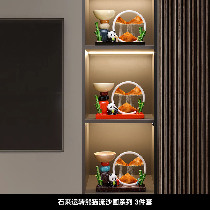 石头来运转招财猫流沙画摆件入户玄关电视柜客厅装饰品创意礼品|undefined