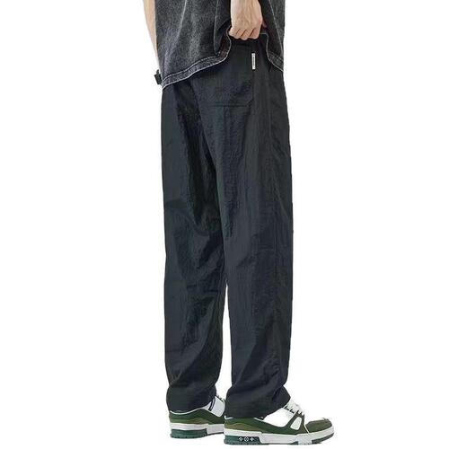 Summer thin casual pants, ice silk quick-drying pants, men's loose straight pants, fashion brand wide