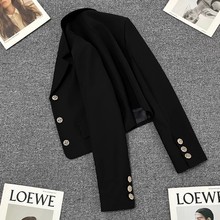 黑色休闲短款西装外套女2025年春秋新款设计感百搭气质炸街小西服