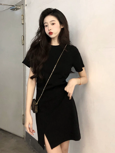 A39 black slit pure cotton