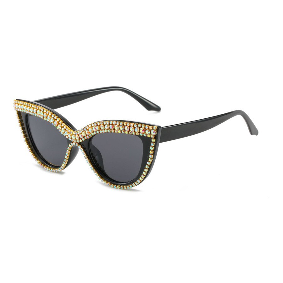 Diamond Design Elegant Style Elegant Geometric PC UV400 Protection Cat Eye Diamond Full Frame Women's Sunglasses
