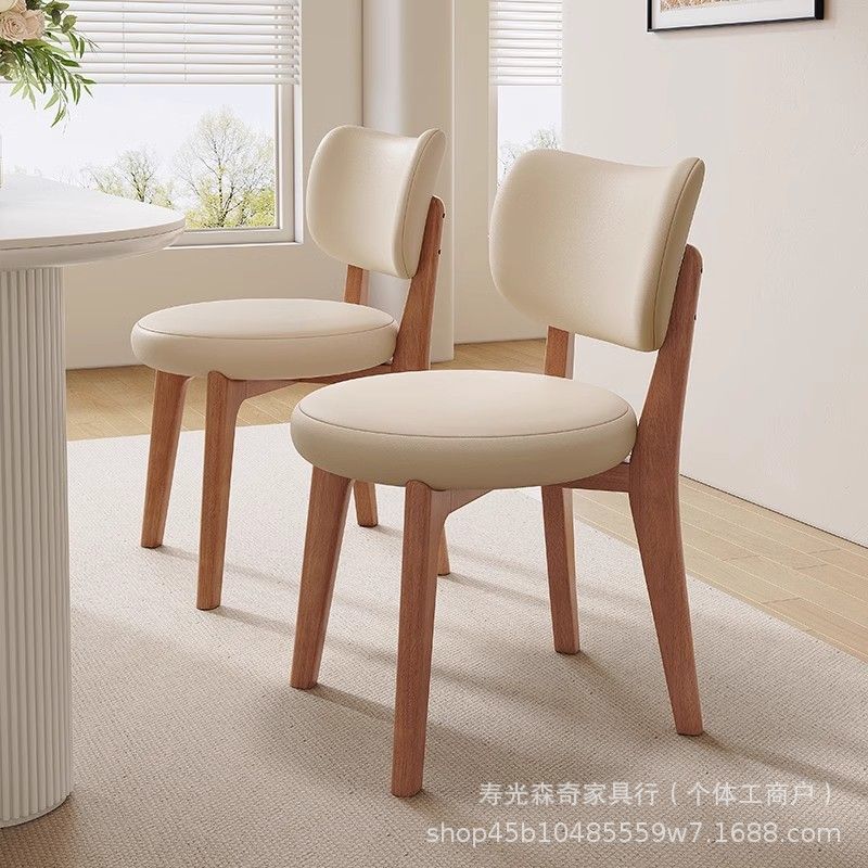 Nordic Solid Wood Dining Chair Cream Style Simple Home Designer Restaurant Chair Makeup Stool Back Chair Apple Chair