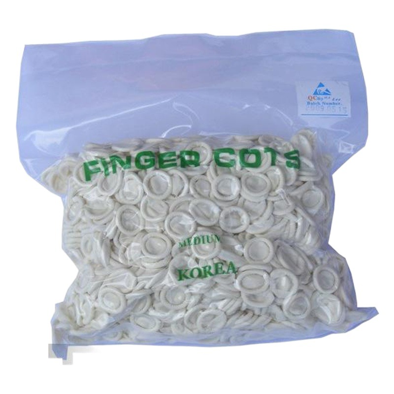 Cubierta de dedos blanca Cubierta de dedos fina a prueba de polvo de látex grueso Cubierta de dedos protectora desechable con boca enrollada