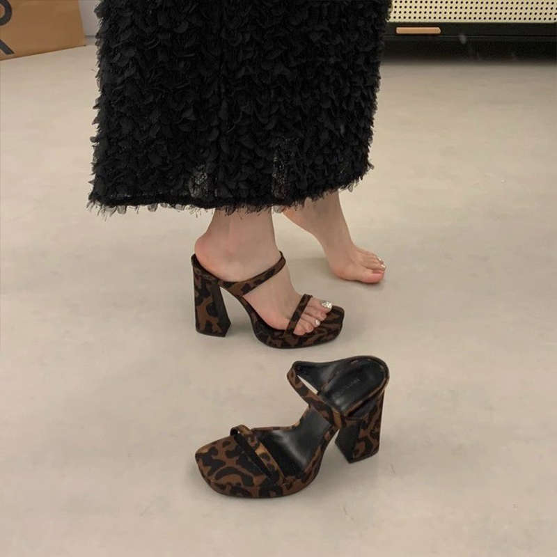 ソフトレザーバージョン～防水厚底ハイヒールレディースフレンチストラップサンダル、美しい気質のサンダル|undefined