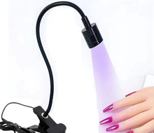 跨境迷你美甲UV膠固化燈紫光燈帶夾子和開關USB燈一燈多用