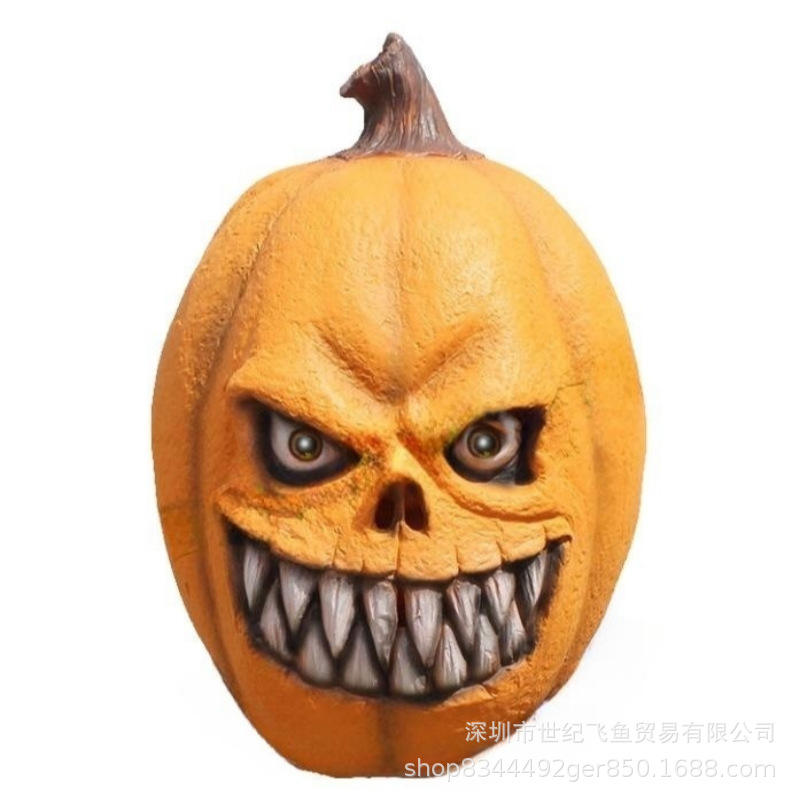 Máscara naranja de calabaza transfronteriza Halloween Bola fiesta horror accesorios de miedo en vivo ambiente de truco o trato vestir