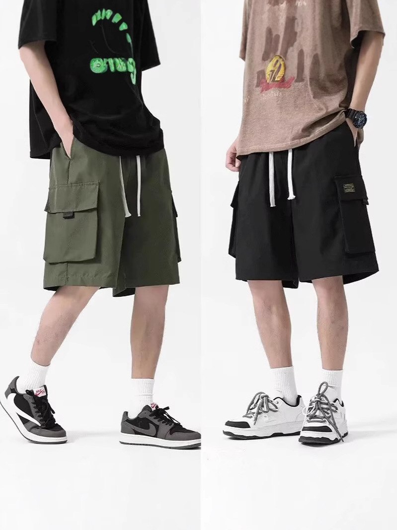 Pantalones cortos de hielo para hombres de verano tendencia americana cinco puntos pantalones deportivos casuales de moda de alta calle pantalones de playa