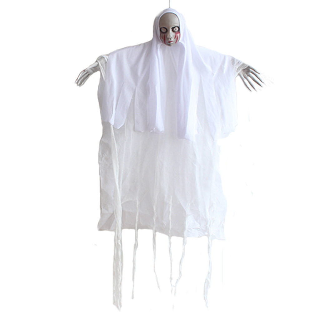 Accesorios de decoración de Halloween Muñeca sangrante Ropa blanca Fantasma femenino Terror Colgando Fantasma Casa encantada Fiesta Festival de fantasmas Suministros