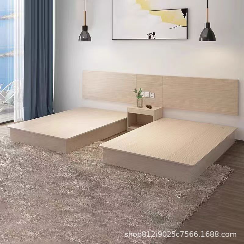 Express Hotel Furniture Standard Room Full Set Rental Room Economical Modern Panel Free Shipping B&B Hotel Room Bed Customization