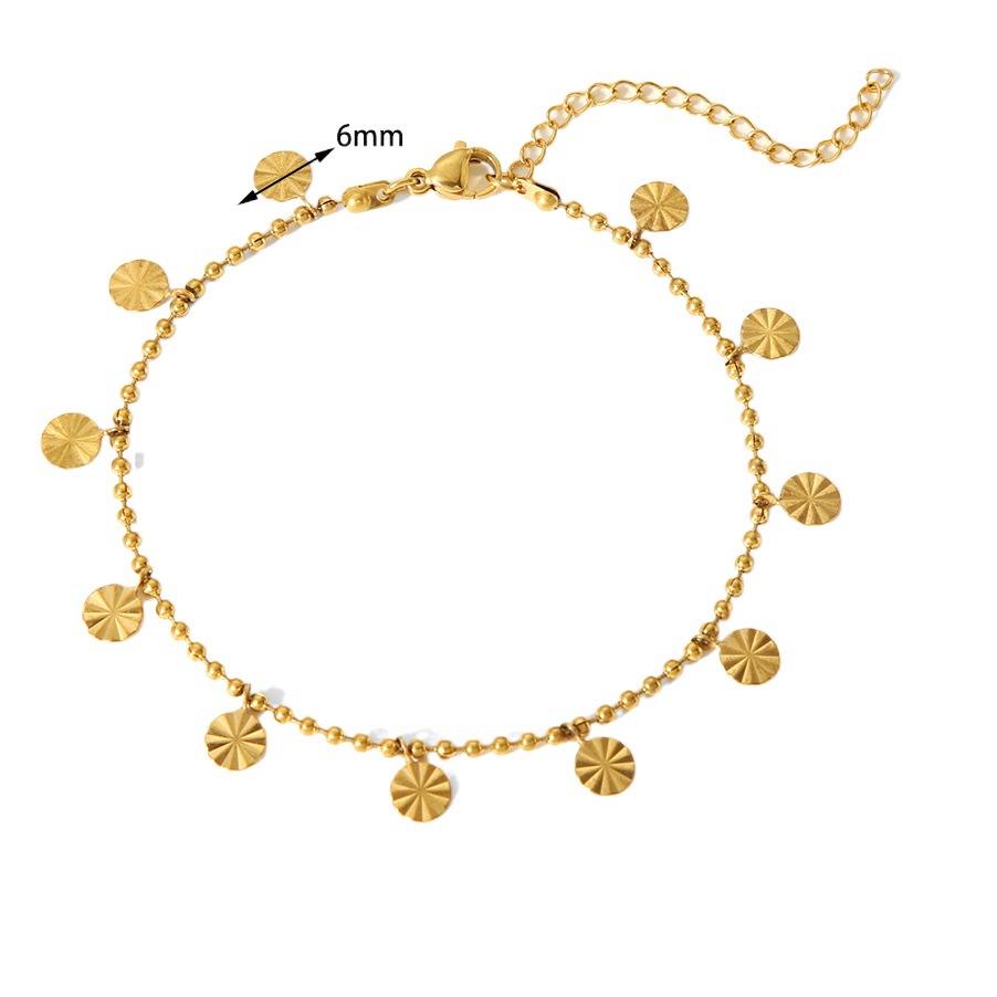 Joyería transfronteriza europea y americana simple diseño de moda 18K oro acero inoxidable redondo Pyra tobillera joyería de alto grado para las mujeres