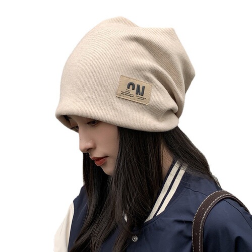 Knitted beanie girl letters spring and autumn fashion model face-slimming versatile woolen hat cold hat head cover bumpy hat trendy autumn and winter