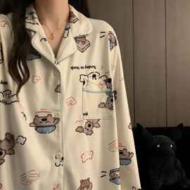 德绒睡衣微厚款睡衣女秋冬长袖两套装保暖趣味考拉家居服学生闺蜜
