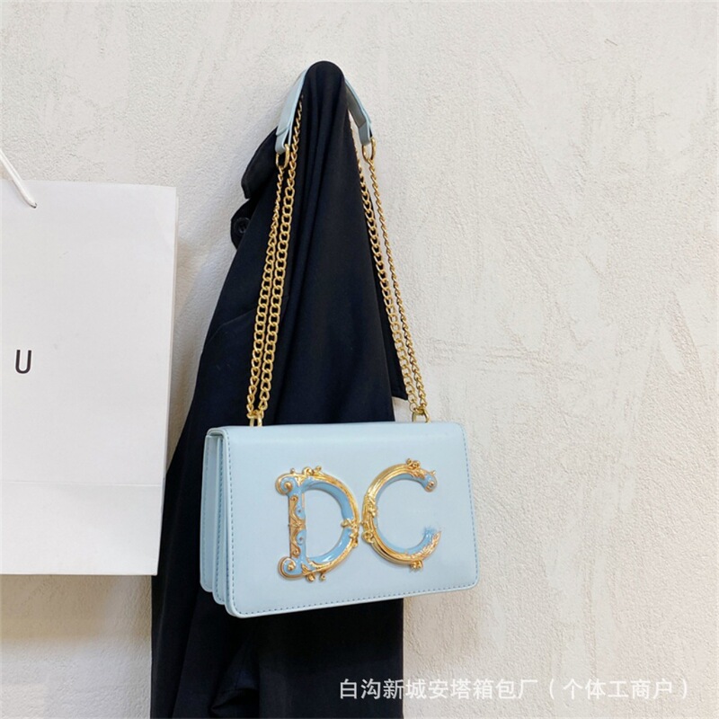 潮流跨境时尚链条女包新款百搭小众纯色字母糖果色日常单肩斜挎包|undefined