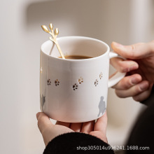 猫咪玲珑瓷陶瓷杯可爱生日礼物情侣水杯办公室马克杯