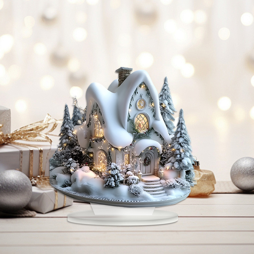 跨境圣诞节雪屋亚克力冬天送人礼物客厅卧室办公室桌面摆件装饰品