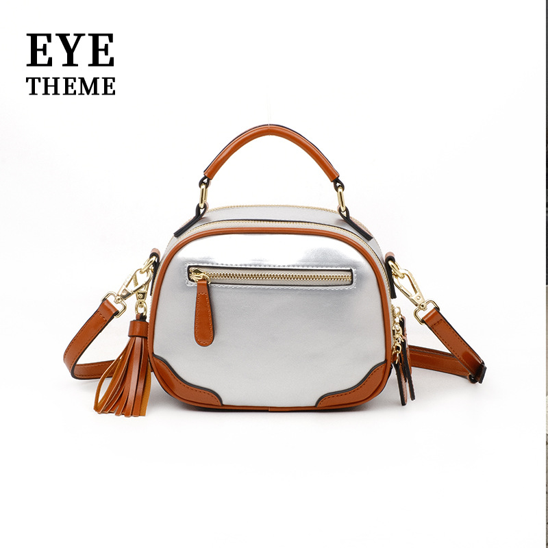 Damas lindas bolsas redondas bordadas de color contraste impresión de bigotes Zipper bordado brazalete PU bolsas nobles 2821 #