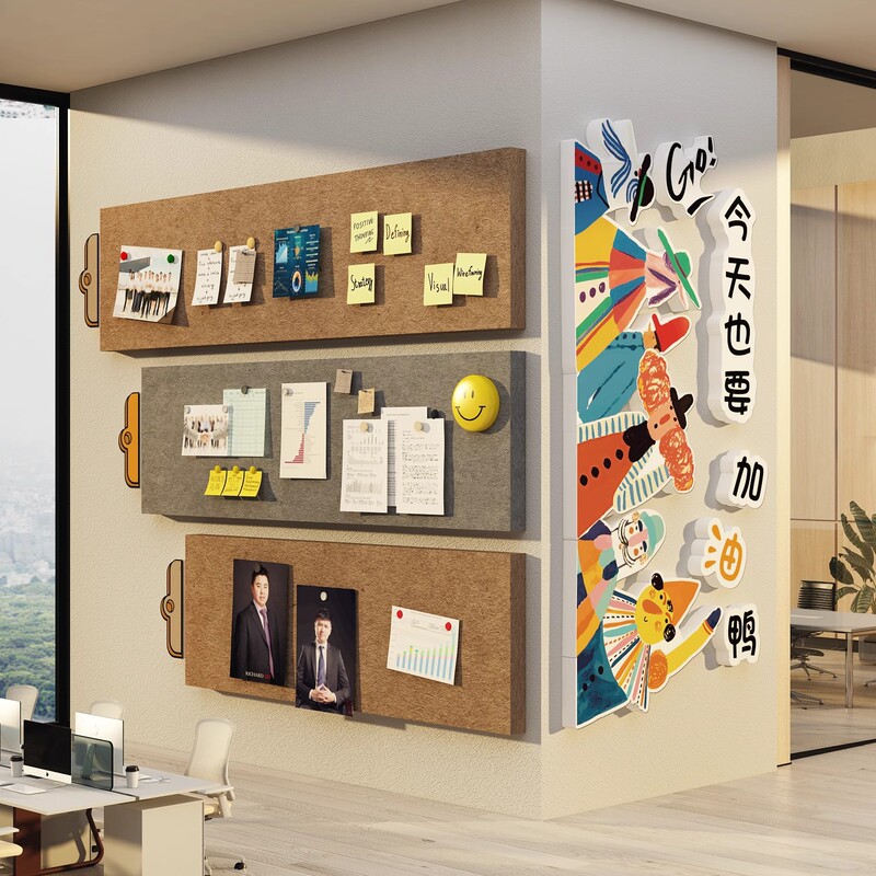 Felt Board Office Wall Decoration Company Corporate Culture Stickers Employee Style Photos Atmosphere Layout Bulletin Board Display