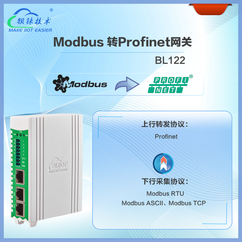 钡铼BL122物联网关 现场总线协议 Modbus转Profinet 工业自动化