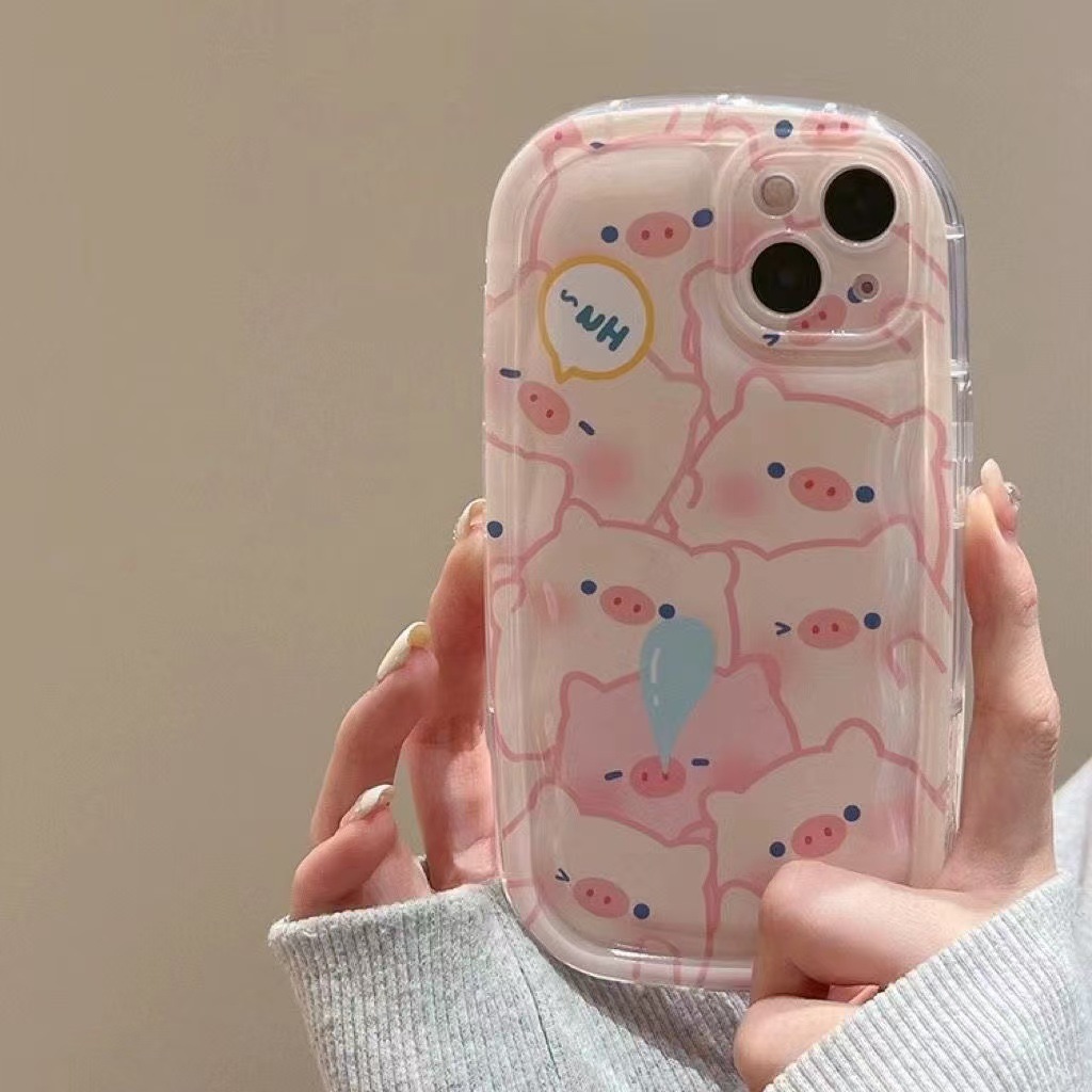 Pink Piggy para iphone16promax funda para teléfono móvil transparente Apple 15 anti-caída 14 niña 13 lindo 12