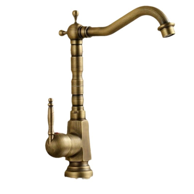 Copper antiguo grifo de agua caliente y fría estilo europeo lavabo de cocina grifo giratorio lavabo grifo retro lavabo