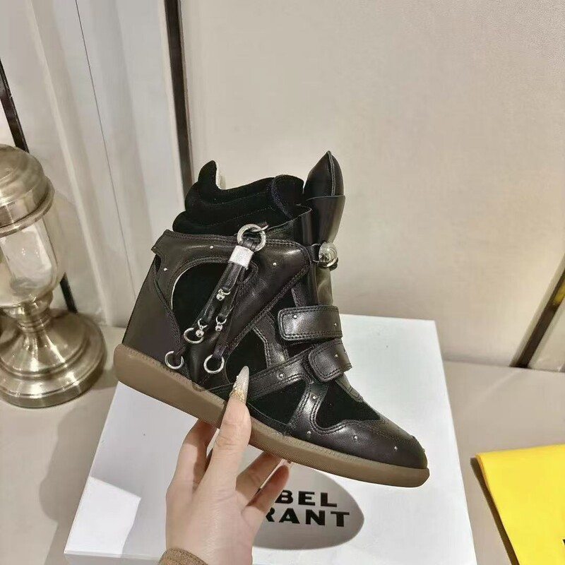 Guangzhou Pure Original 7CM Height-Increasing Women's Casual Velcro Dad Shoes High-Top Thick-Soled Versatile Street Style Sneakers for Cross-Border Sales