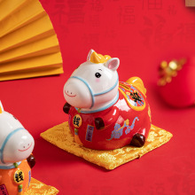 马年国潮创意摆件马上有钱陶瓷储钱罐收银台店铺开业家居礼品饰品