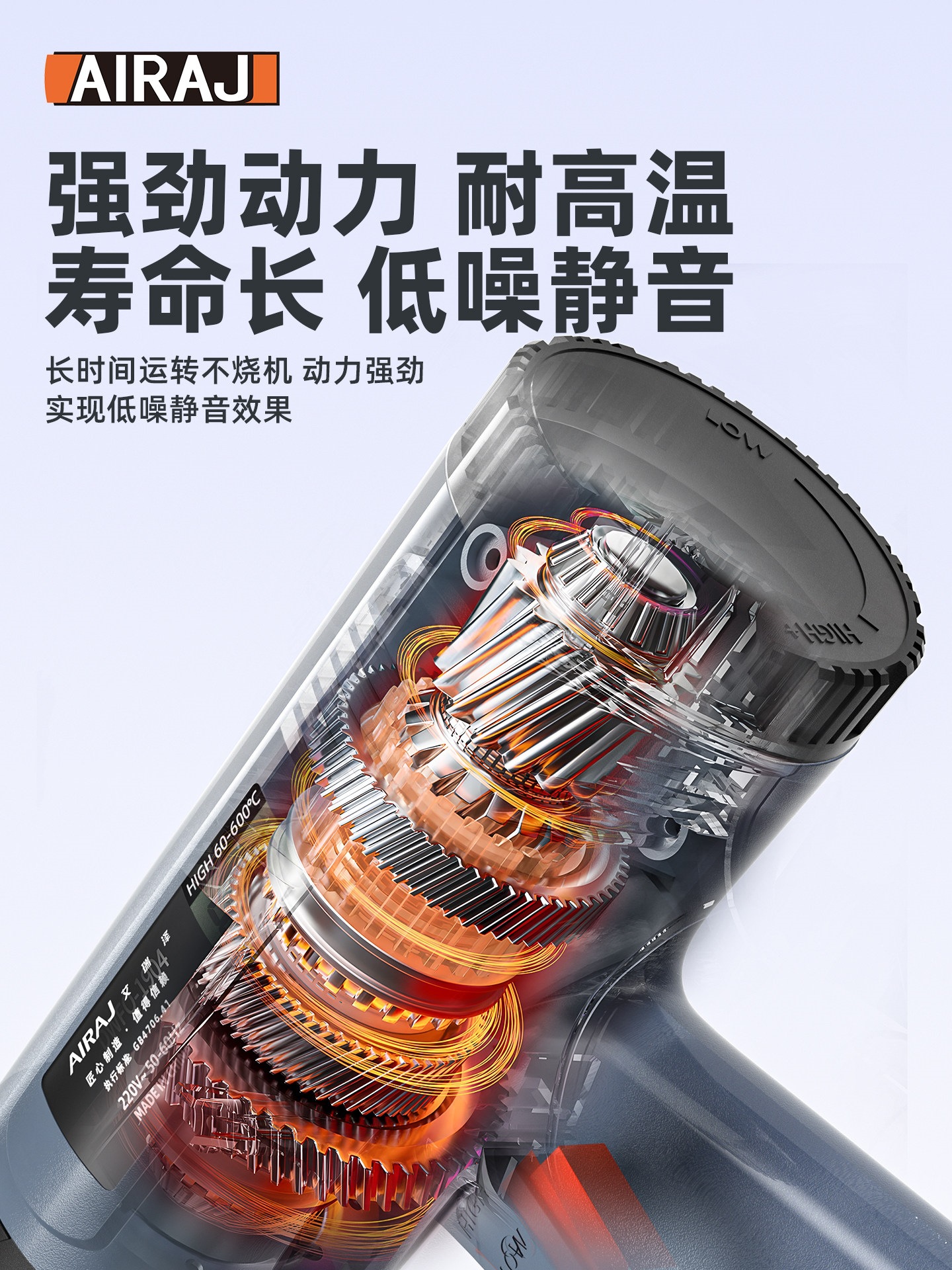 Фен промышленный AIRAJ 2000W усиленный