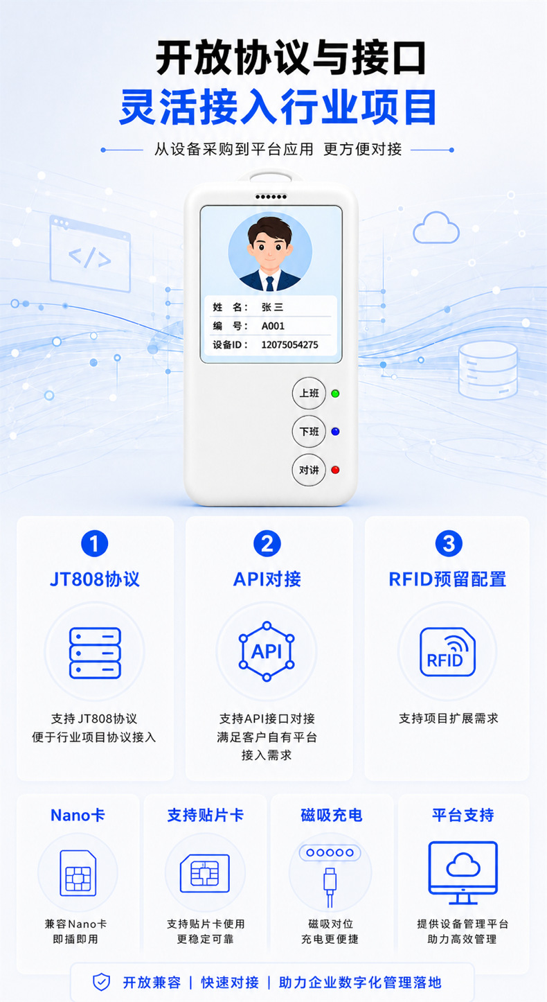 4G electronic work badge personnel locator, employee location tracking, attendance check-in, public network intercom, intelligent Beidou GPS positioning