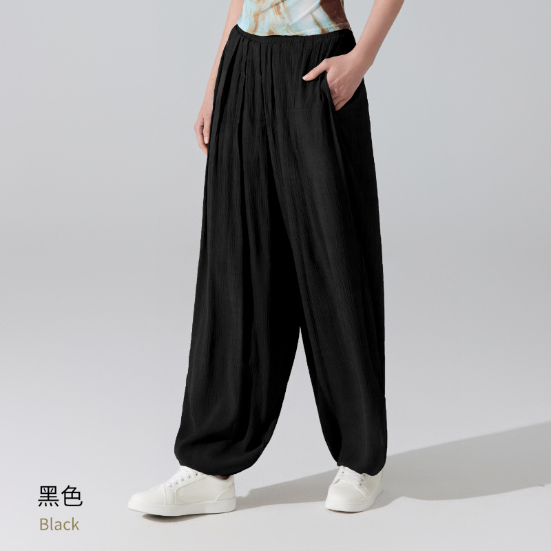 Pantalones sueltos transfronterizos europeos y estadounidenses Pantalones de baile de pilates para correr Pantalones de gimnasio Pantalones de cintura alta Pantalones de piernas anchas image 11