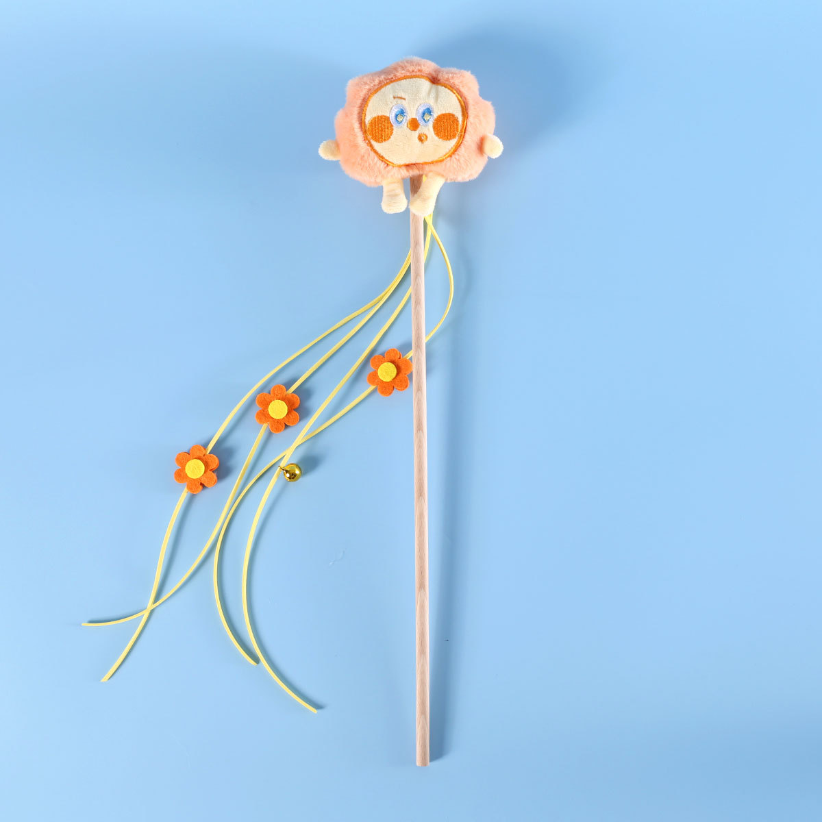 Juguete interactivo para gatos con sonido, varita de peluche con forma de estrella de mar y girasol, con borlas y cascabel, para estimular a tu gato.