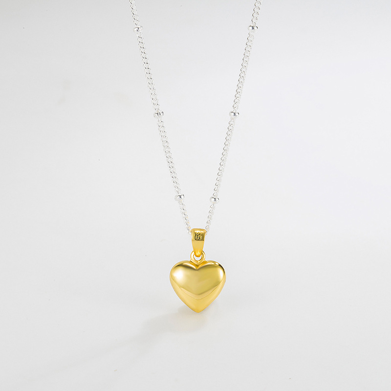 5g Weight Electroplating Gold Plating Process Silver Plated Plating Material 925 Sterling Silver Plating Heart Shape Pendant Necklace Long Necklace Necklace