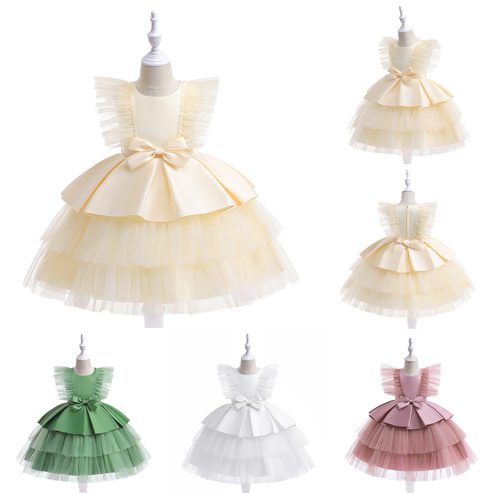 Jupe de fleur de fille européenne et américaine multi-couche pettiskirt sans manches brodé performance robe jupe pettiskirt fête hôte vêtements