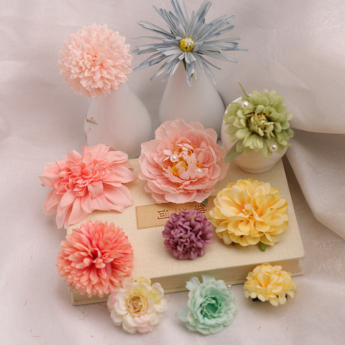 Gothic Chinese Hanfu Headpiece, Bamboo Style Silk Flower Hair Accessories, Handmade Hairpins for Photoshoots and Performances, Simulated Flowers