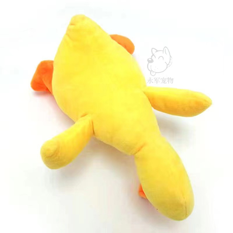 Mascota de peluche de juguete sonando perro amarillo pato dientes limpieza molar sonando perro de juguete suministros en stock al por mayor