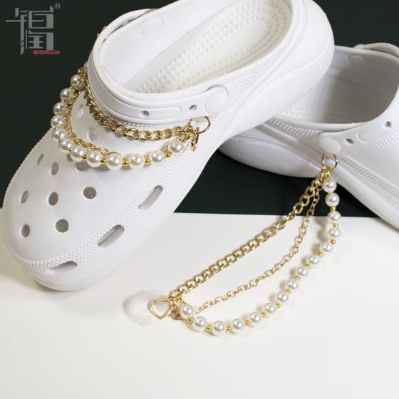 New Cross-border Cave Shoes Pearl Chain Garden Shoes DIY Shoe Chain Shoe Accessories Small Fragrant Style Chain Waist Chain