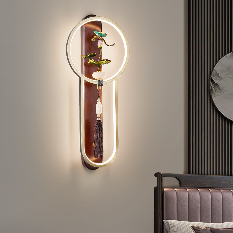 Grand View Garden nuevo bronce chino lámpara de pared lujosa sala de estar pared de fondo de estilo chino pasillo de entrada lámpara de pasillo 667L