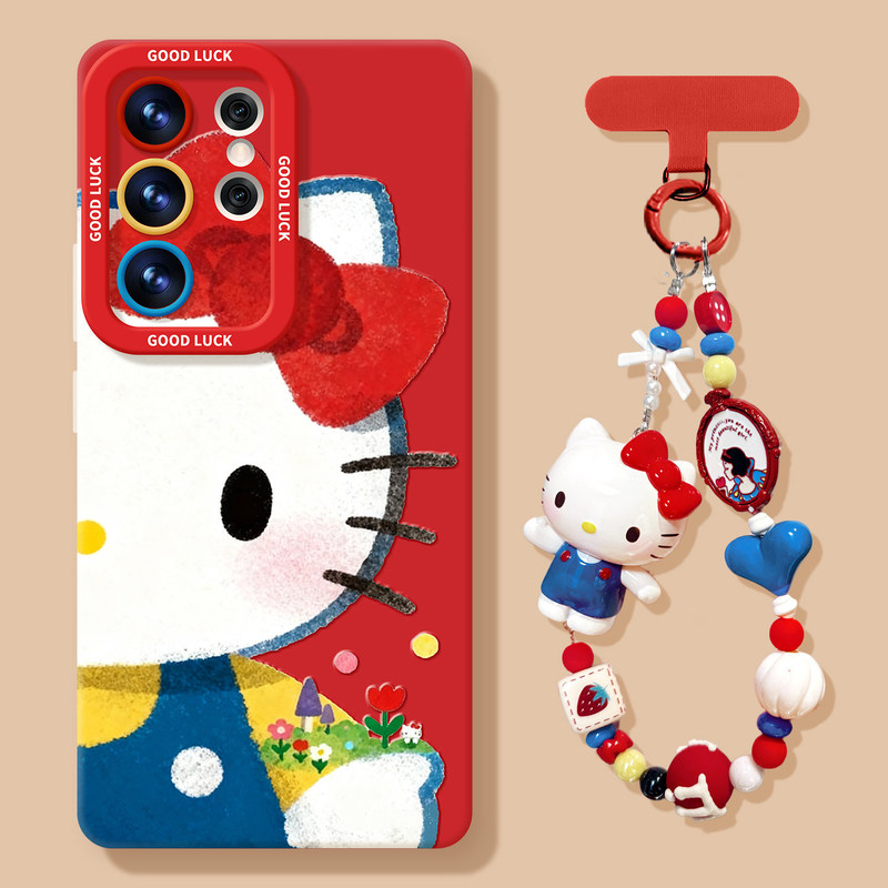 Big-Faced Cat Phone Case Suitable for Samsung Galaxy S26 Silicone S25 Ultra with Lanyard S24+ Cartoon S23 Case