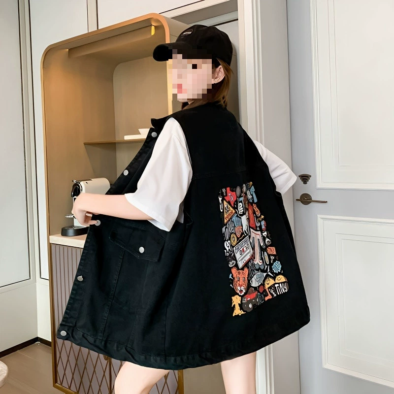 Z3J [92% одобрение] Большой размер весенне-летний свободный тонкий джинсовый жилет для женщин средней длины верхняя одежда в иностранном стиле