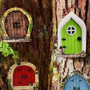Elf Fairy Door Fairy Door Yard Wooden Trees Decoration Wood Ornament Garden Ornament Crafts