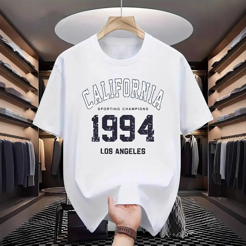 Cross-border fashion brand high quality Balmain cotton Milan 1989 men's short-sleeved digital alphabet printed T-shirt