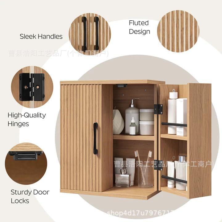 Wooden wall-mounted medicine cabinet wall bathroom storage box…