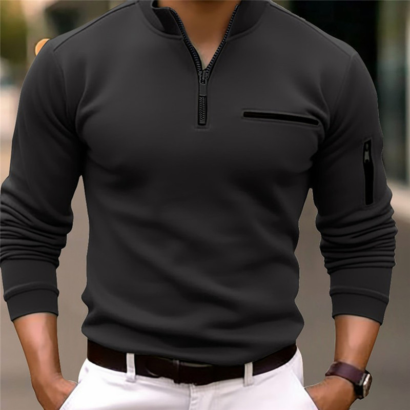Cross-Border 2025 Spring and Autum Aliexpress Amazon Polo Shirt Arm Zipper Men's Sports Polo Shirt Cross-Border 2025 Spring and Autum Aliexpress Amazon Polo Shirt Arm Zipper Men's Sports Polo Shirt