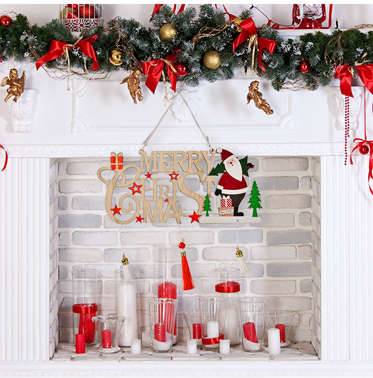 Nuevo Producto Transfronterizo Decoración Navideña De Madera Borla Hueca Letra Marca Feliz Navidad Adornos Para Árboles De Navidad display picture 9